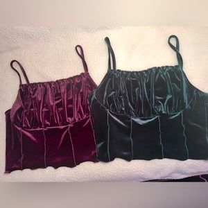 Lot of 2 velvet peasant crop cami tops whimsigoth Y2K purple 90s